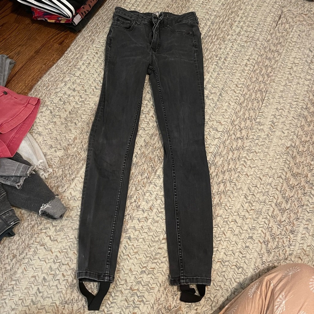 Free People skinny jeans with stirrups